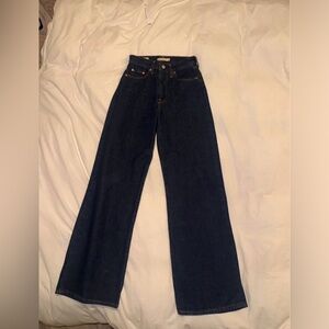 High-Waist Dark Blue Wide-Leg Women's Jeans